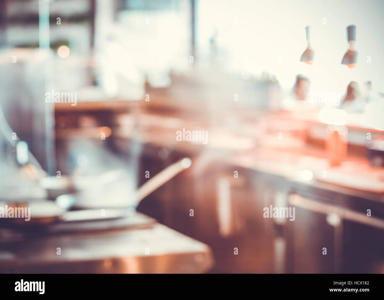 Blurred restaurant kitchen interior Stock Photo