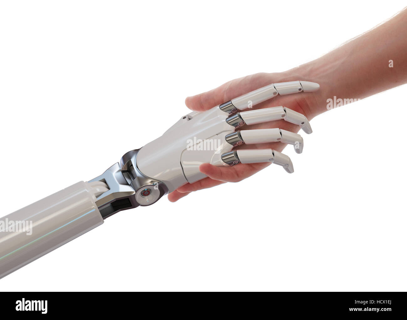 Human and Robot Handshake Artificial Intelligence Partnership Concept ...