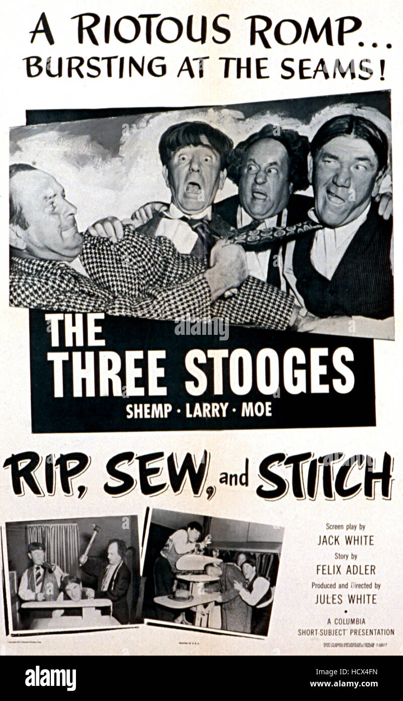 RIP, SEW AND STITCH, from left: Tiny Brauer, Moe Howard, Larry Fine ...