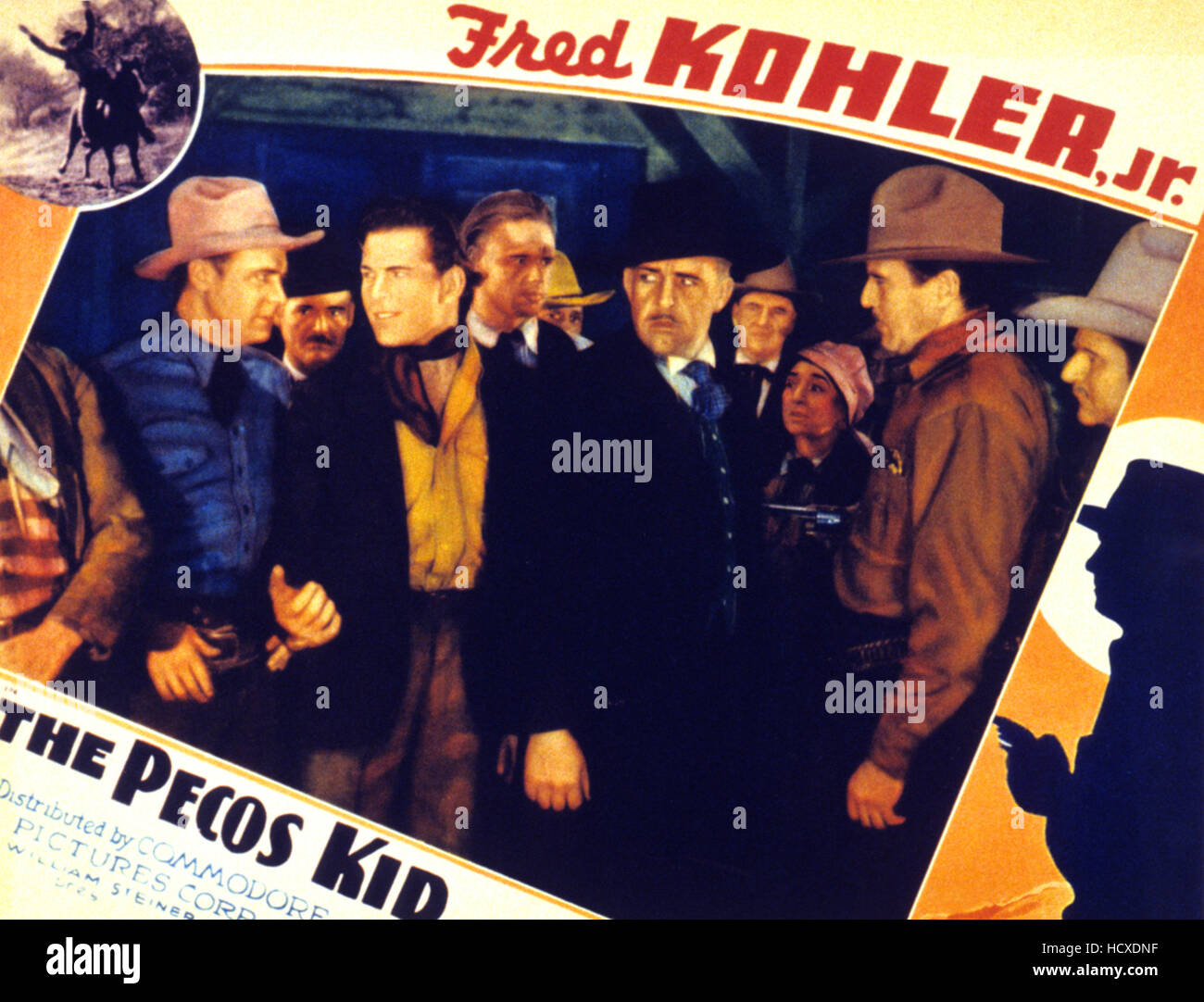 THE PECOS KID, second from left Fred Kohler Jr. on lobbycard, 1935