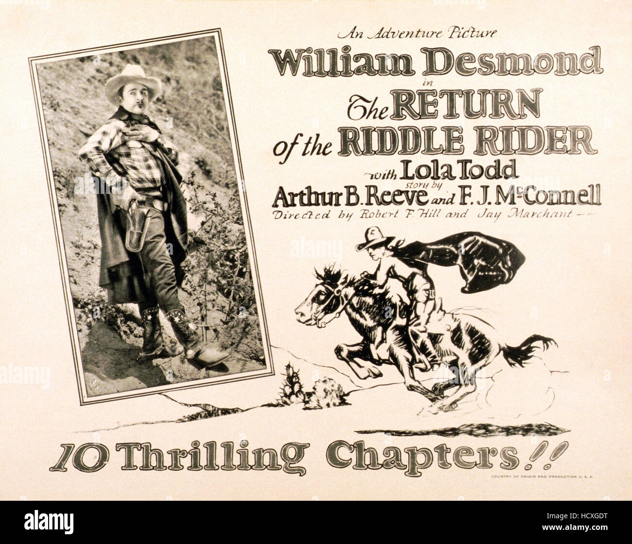 THE RETURN OF THE RIDDLE RIDER, US lobbycard, William Desmond (left ...