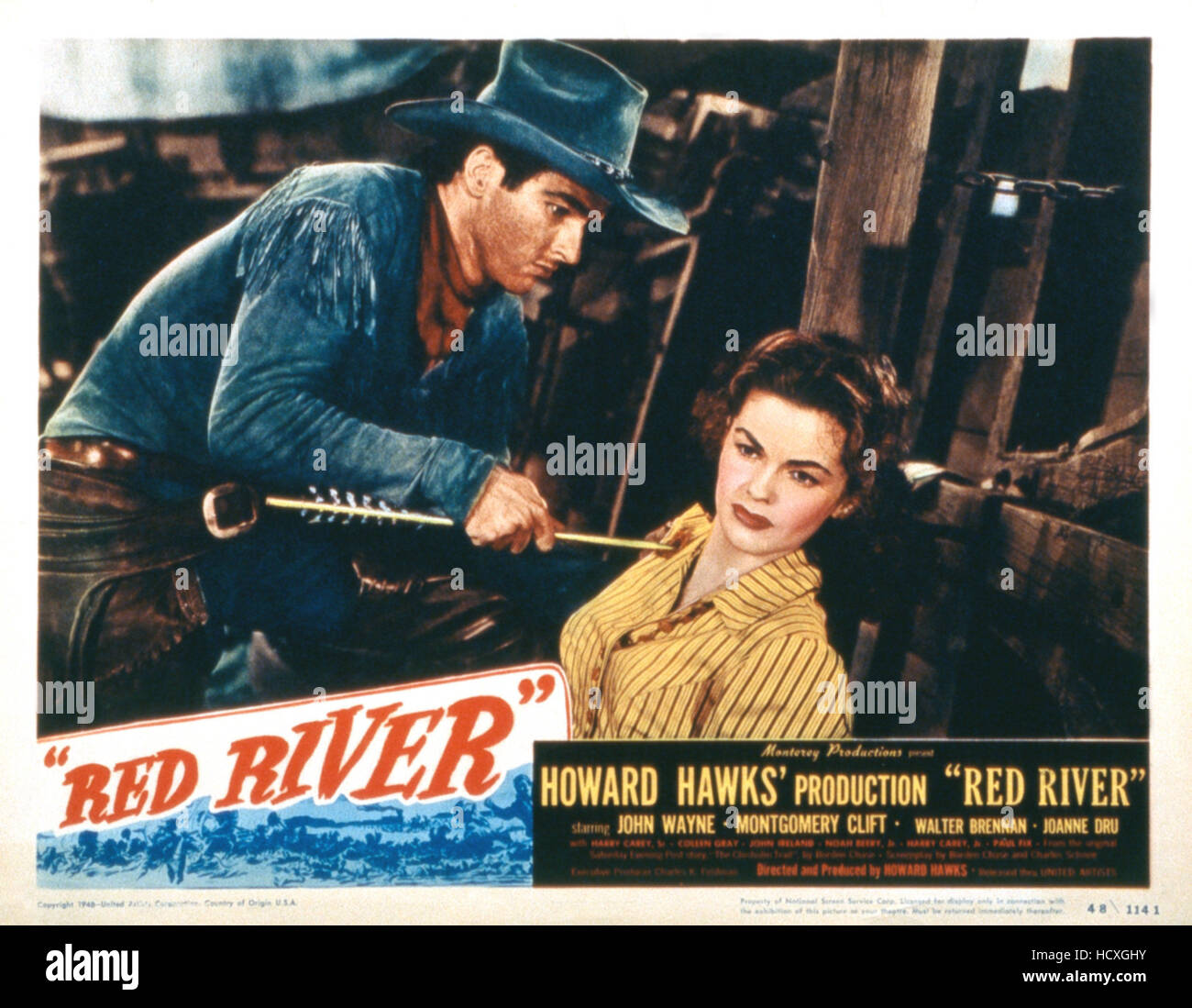 RED RIVER, from left Montgomery Clift, Joanne Dru, 1948 Stock Photo Alamy