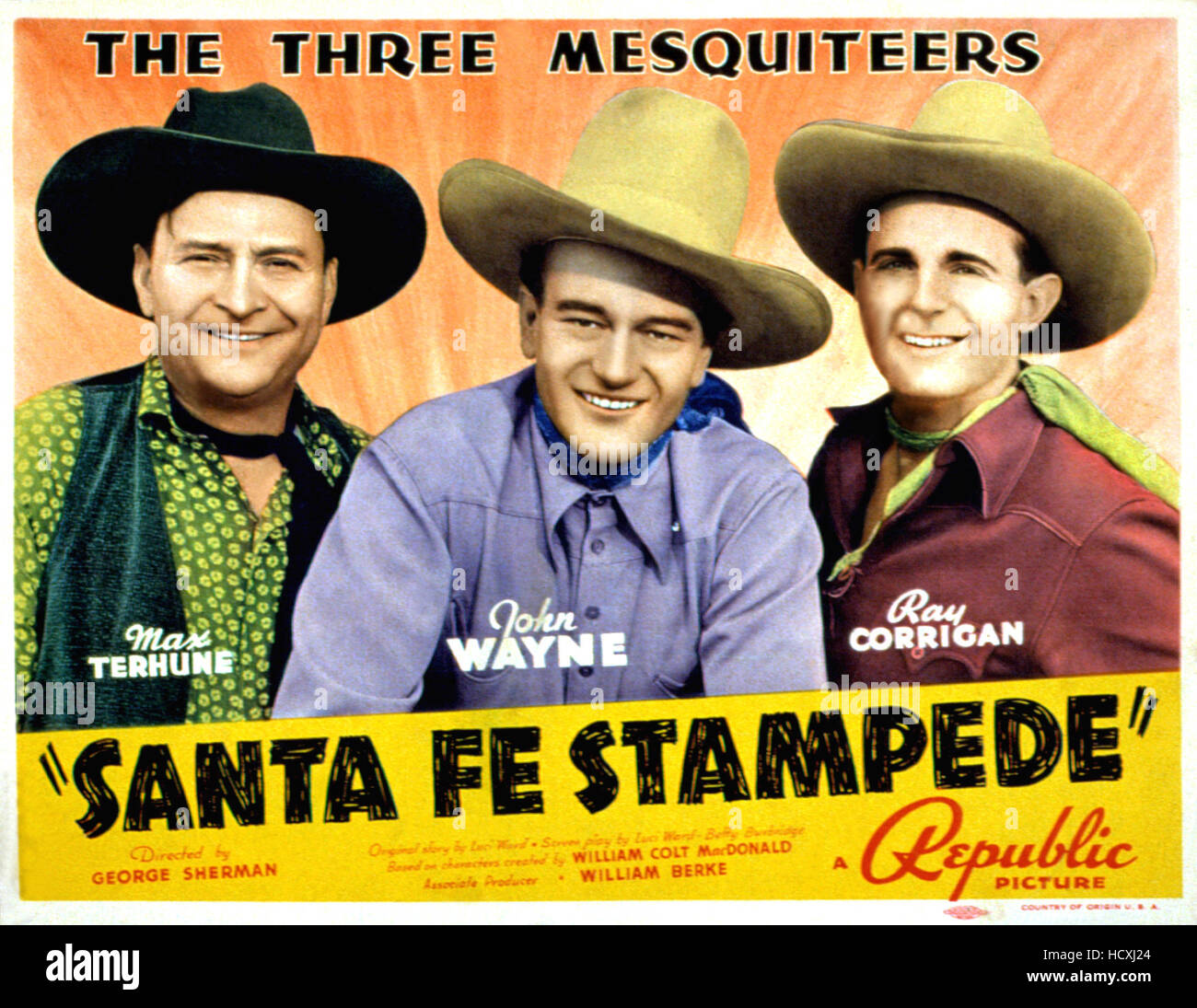 SANTA FE STAMPEDE, Max Terhune, John Wayne, Ray Corrigan, 1938 Stock Photo Alamy