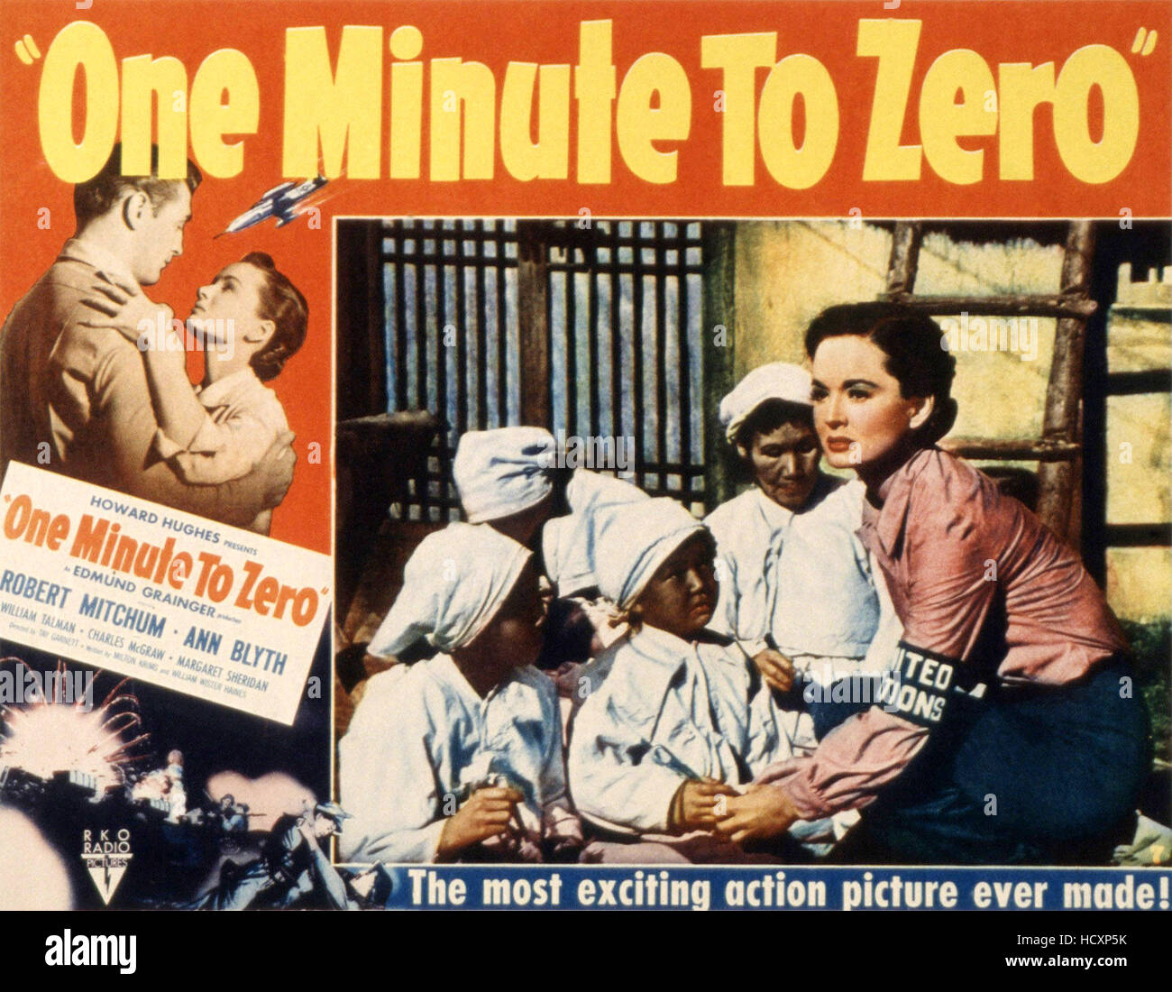 One minute to zero us lobbycard robert mitchum ann blyth 1952 stock