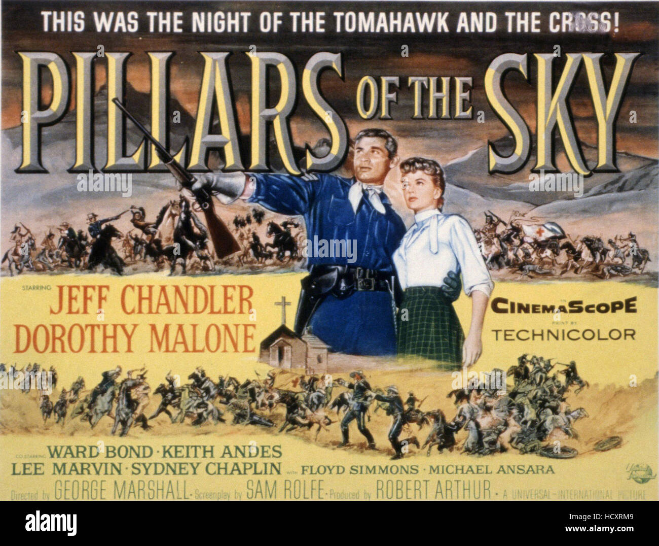 PILLARS OF THE SKY, US lobbycard, Jeff Chandler, Dorothy Malone, 1956