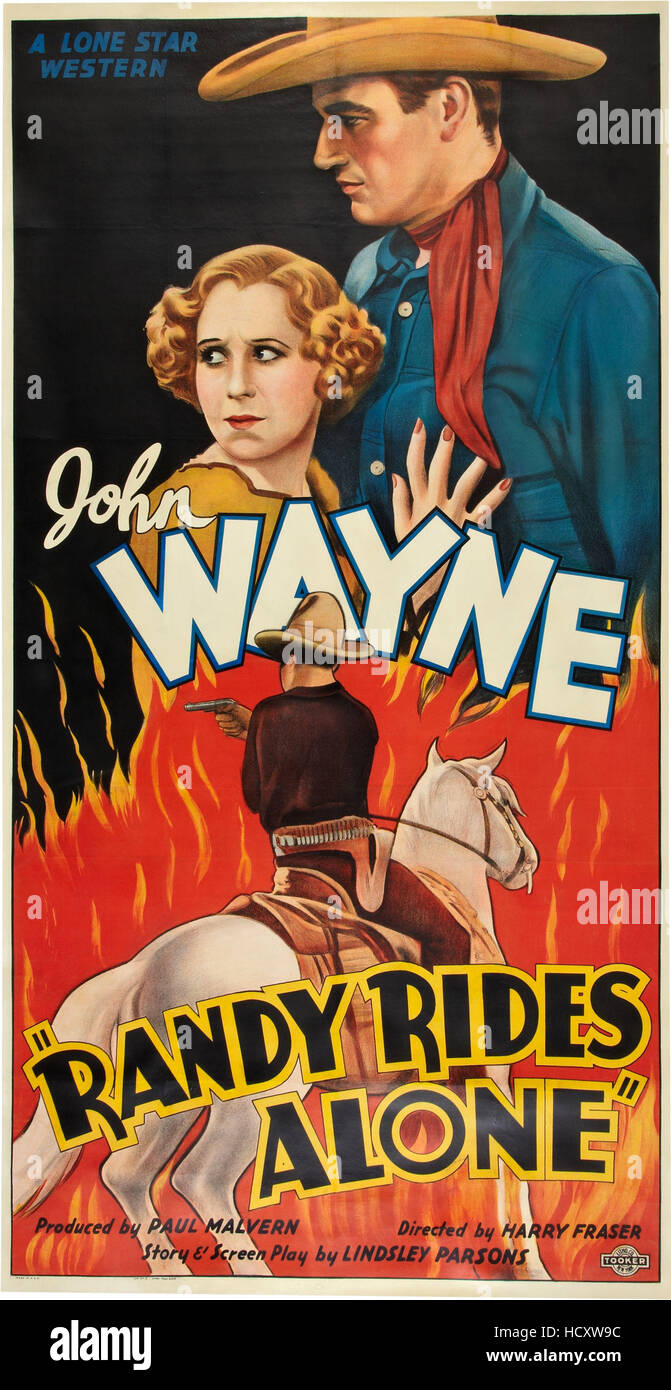RANDY RIDES ALONE, Alberta Vaughn, John Wayne, 1934 Stock Photo