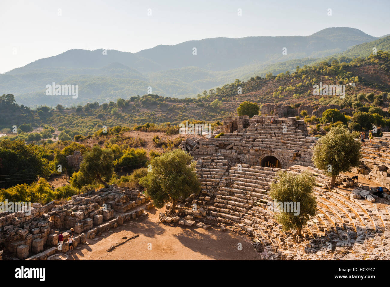Amphitheatre at the ancient ruins of Kaunos, Dalyan, Mugla Province, Anatolia, Turkey Minor, Eurasia Stock Photo