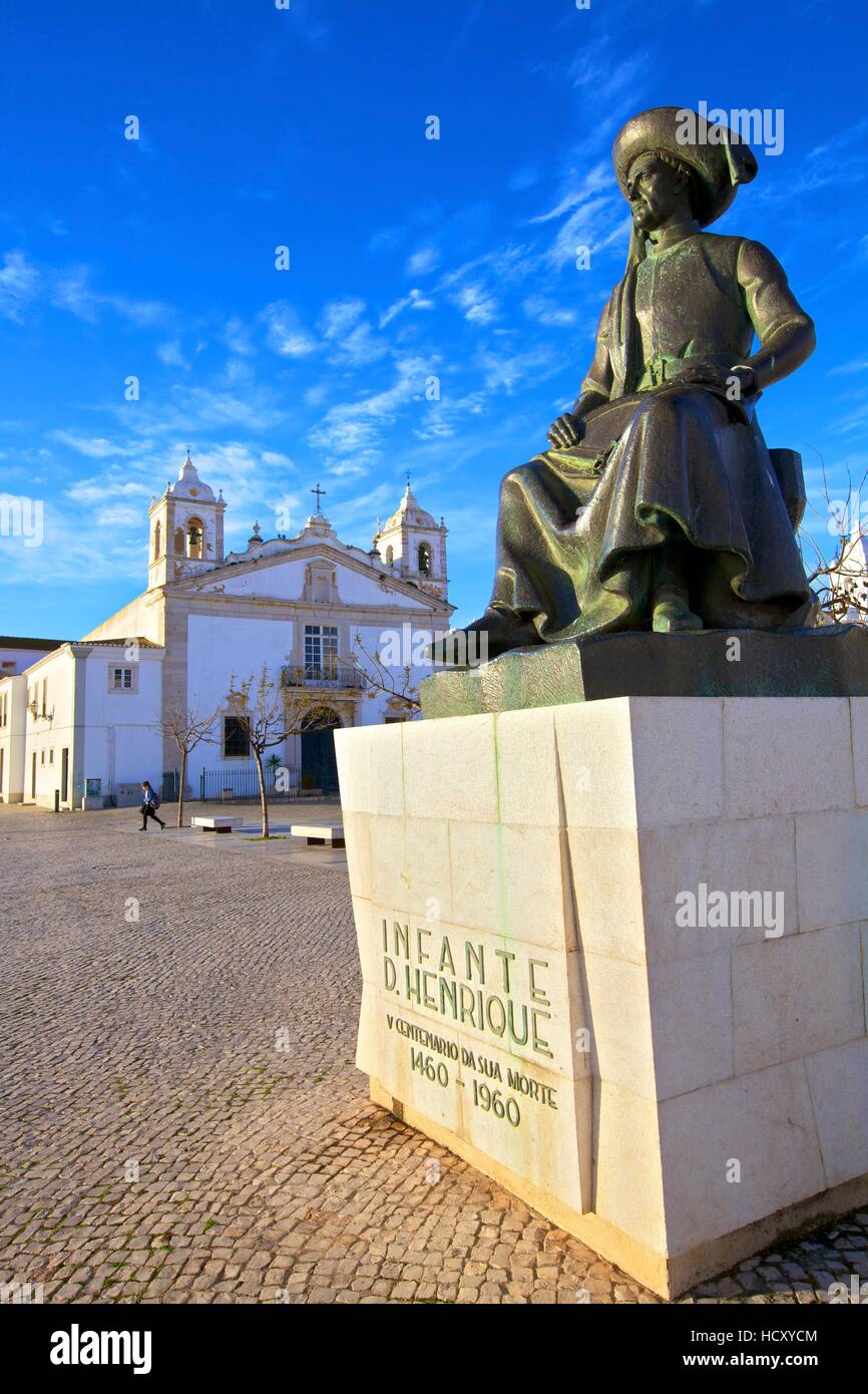 Statue of Henry The Navigator, Lagos, Western Algarve, Algarve, Portugal Stock Photo