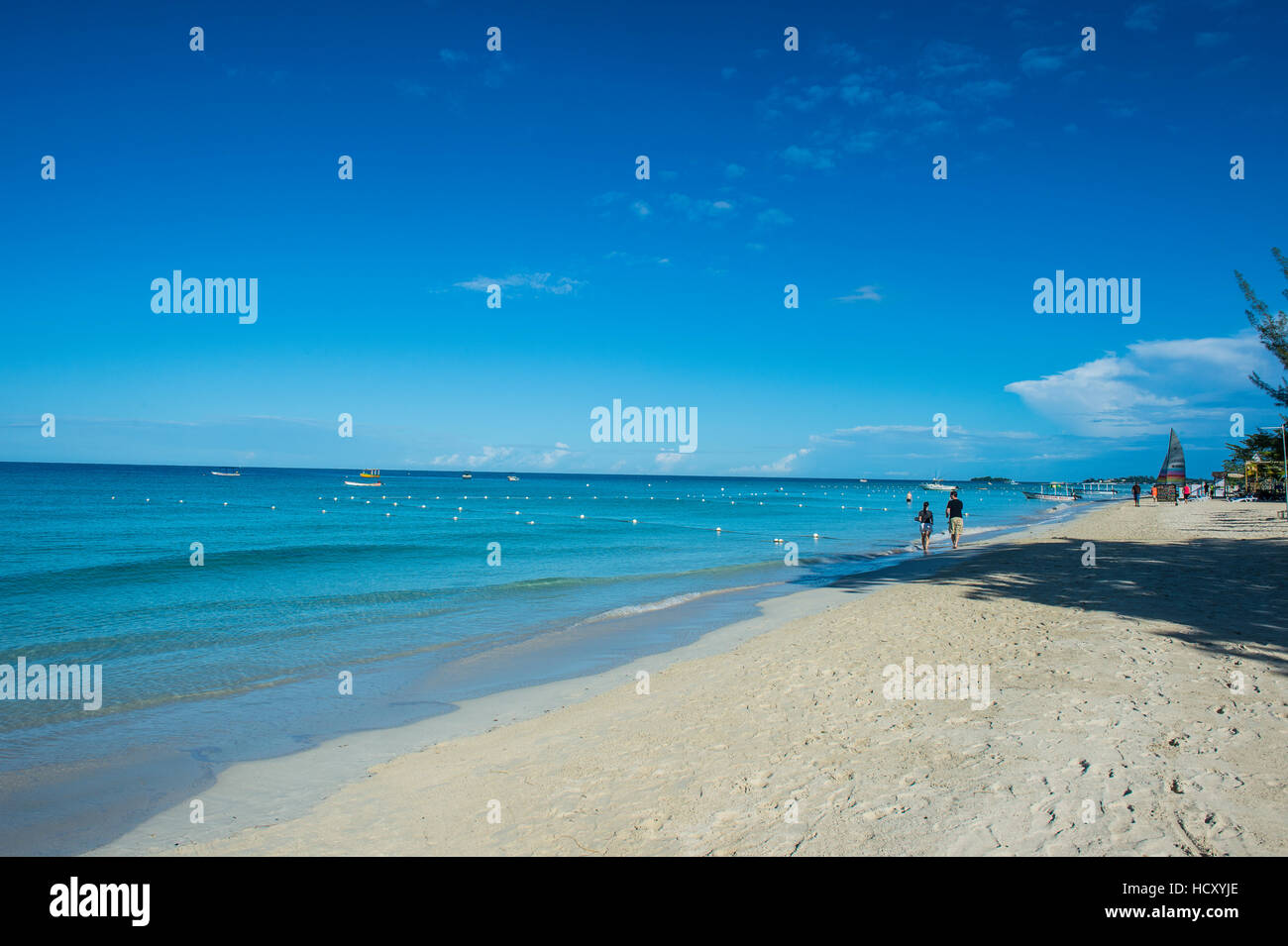 Turquoise water on a white sand beach, Montego Bay, Jamaica, West Indies, Caribbean Stock Photo
