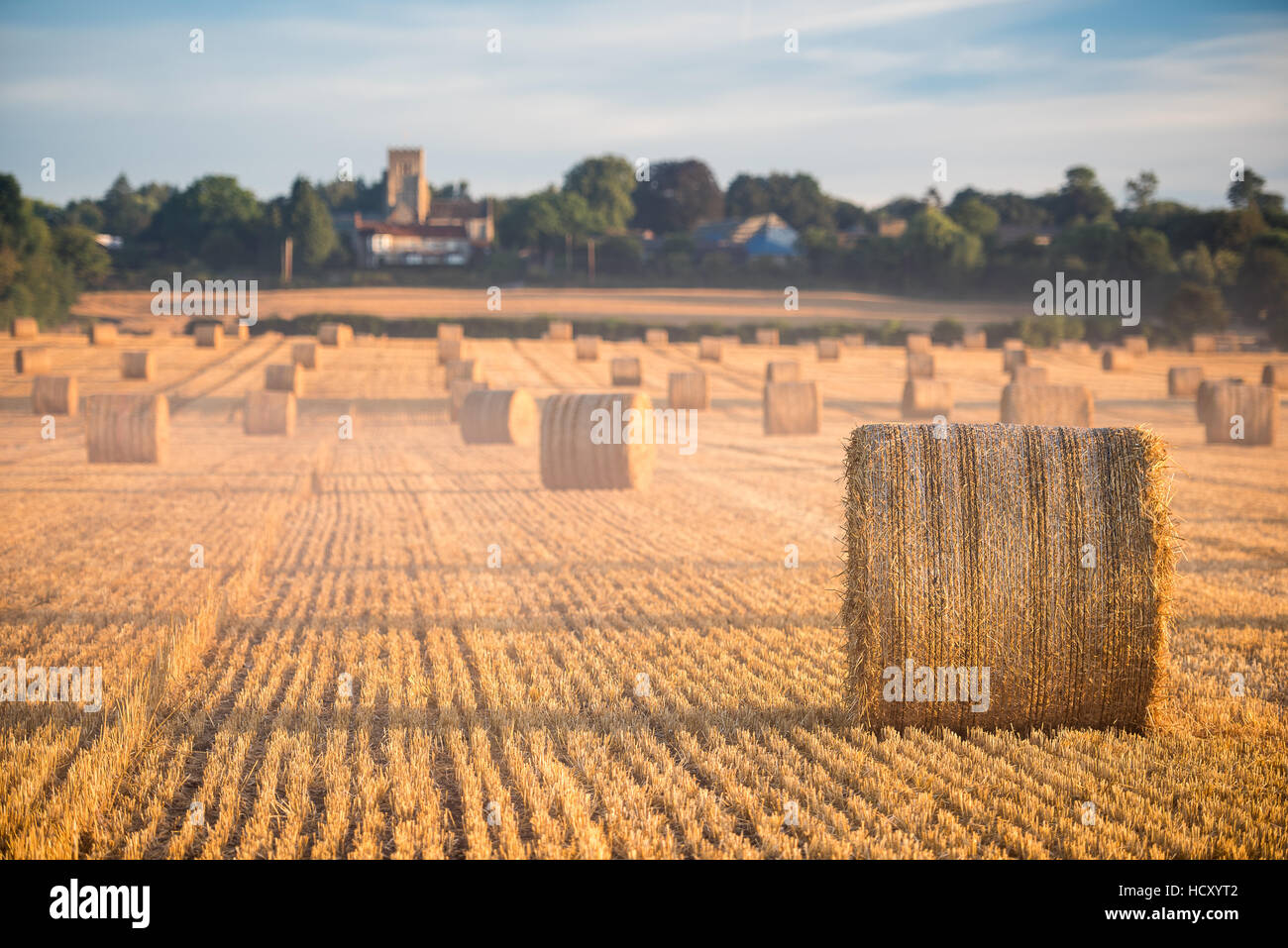 Hay bales in the Cuddesdon countryside, Oxfordshire, UK Stock Photo