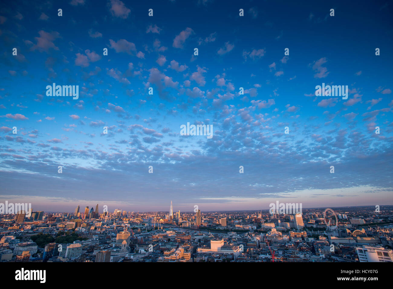 A view of London and the River Thames including The Shard, Tate Modern and Tower Bridge, London, UK Stock Photo