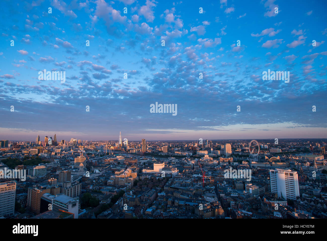 A view of London and the River Thames including The Shard, Tate Modern and Tower Bridge, London, UK Stock Photo