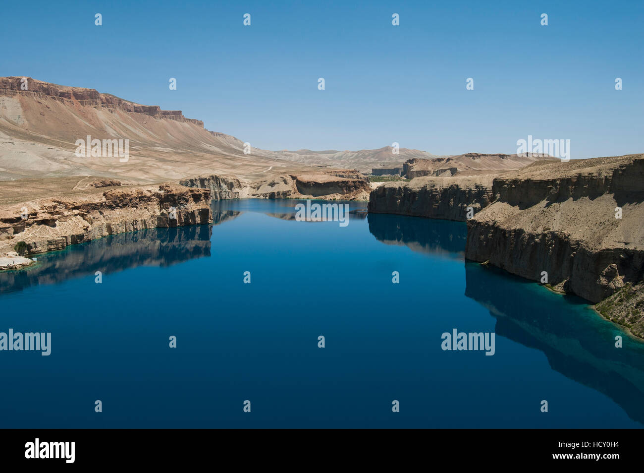 The spectacular deep blue lakes of Band-e Amir in central Afghanistan make up the country's first National Park, Afghanistan Stock Photo