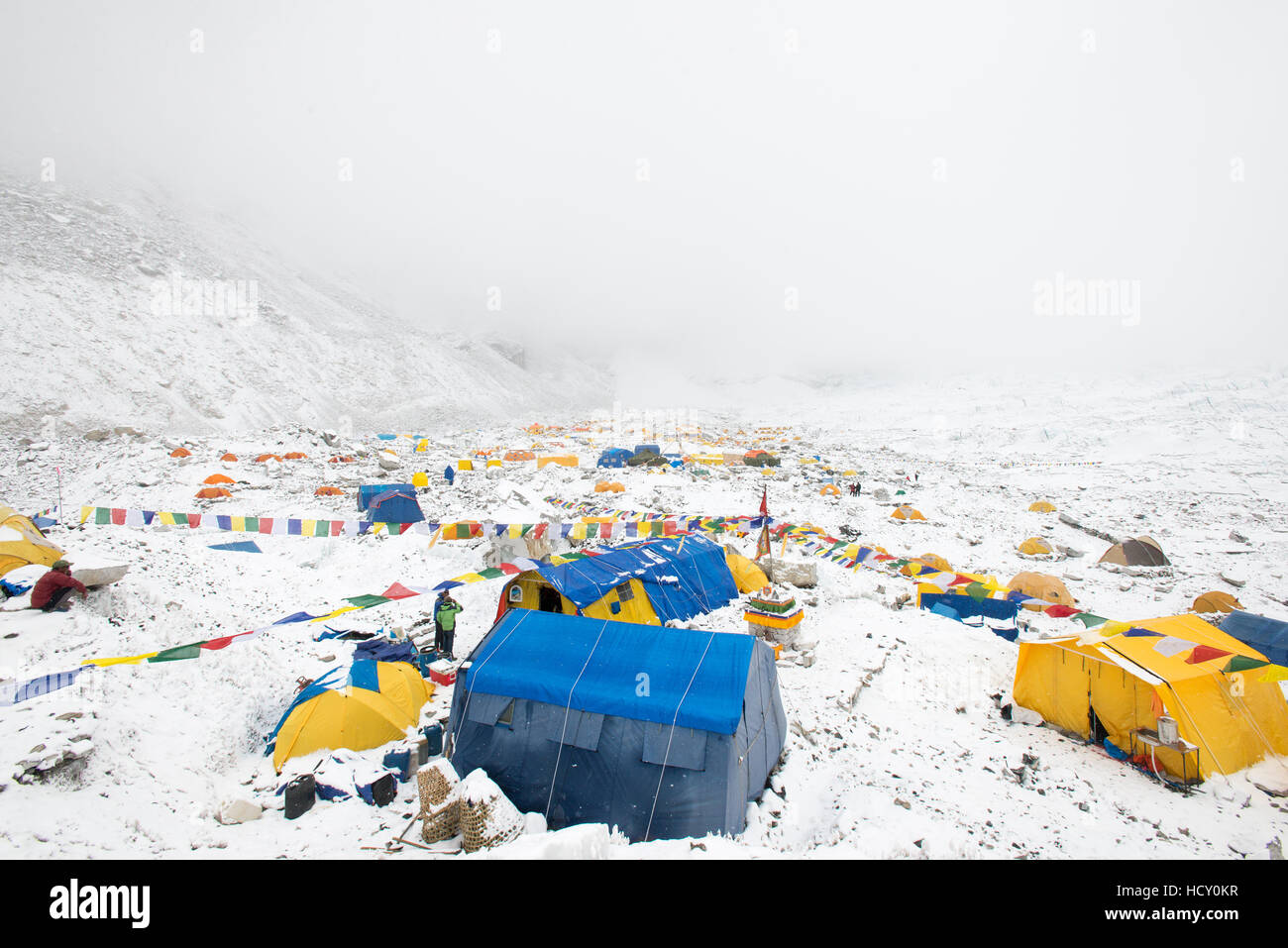Everest Base Camp at the end of the Khumbu glacier lies at 5350m, Khumbu Region, Nepal Stock Photo