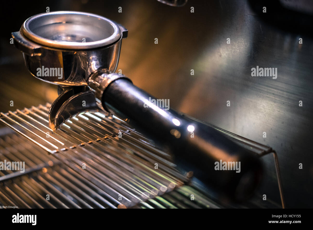 Espresso machine coffee ground holder Stock Photo