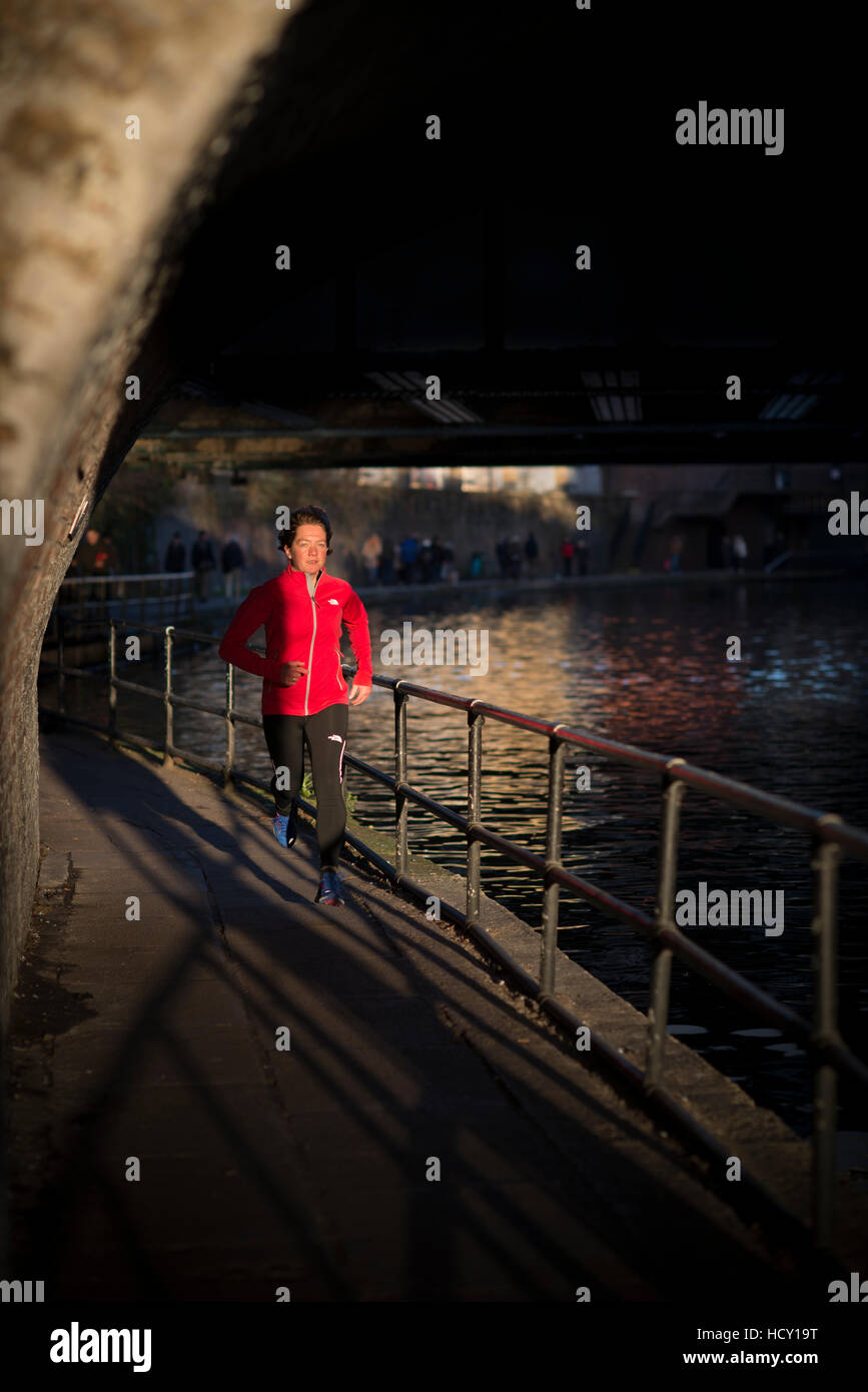 Lizzy Hawker, a world record holding extreme athelete, training in London, UK Stock Photo