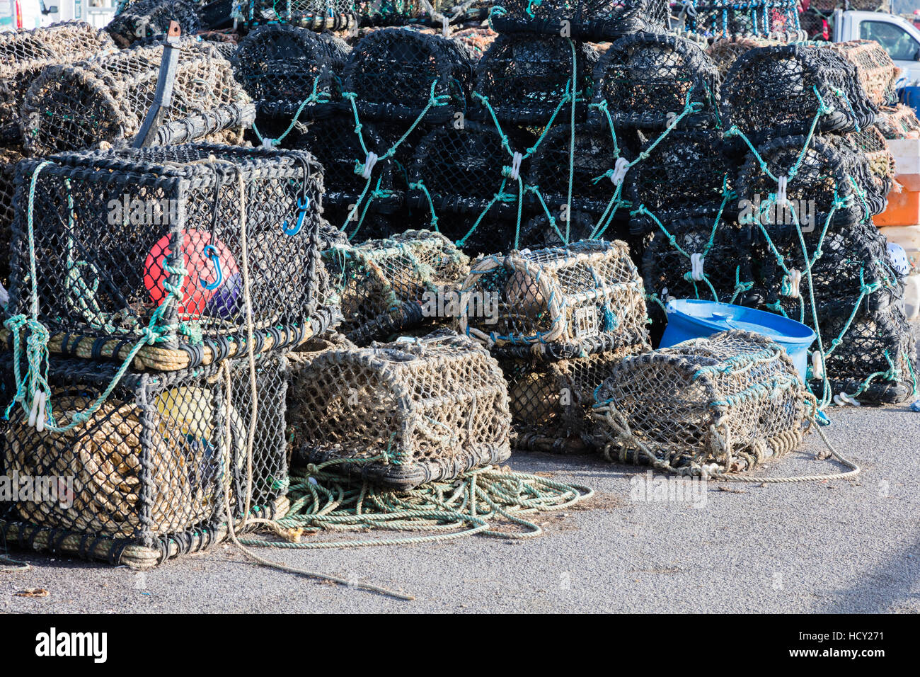 Lobster pots on Mudeford Quay, Christchurch, Dorset, UK Stock Photo Alamy