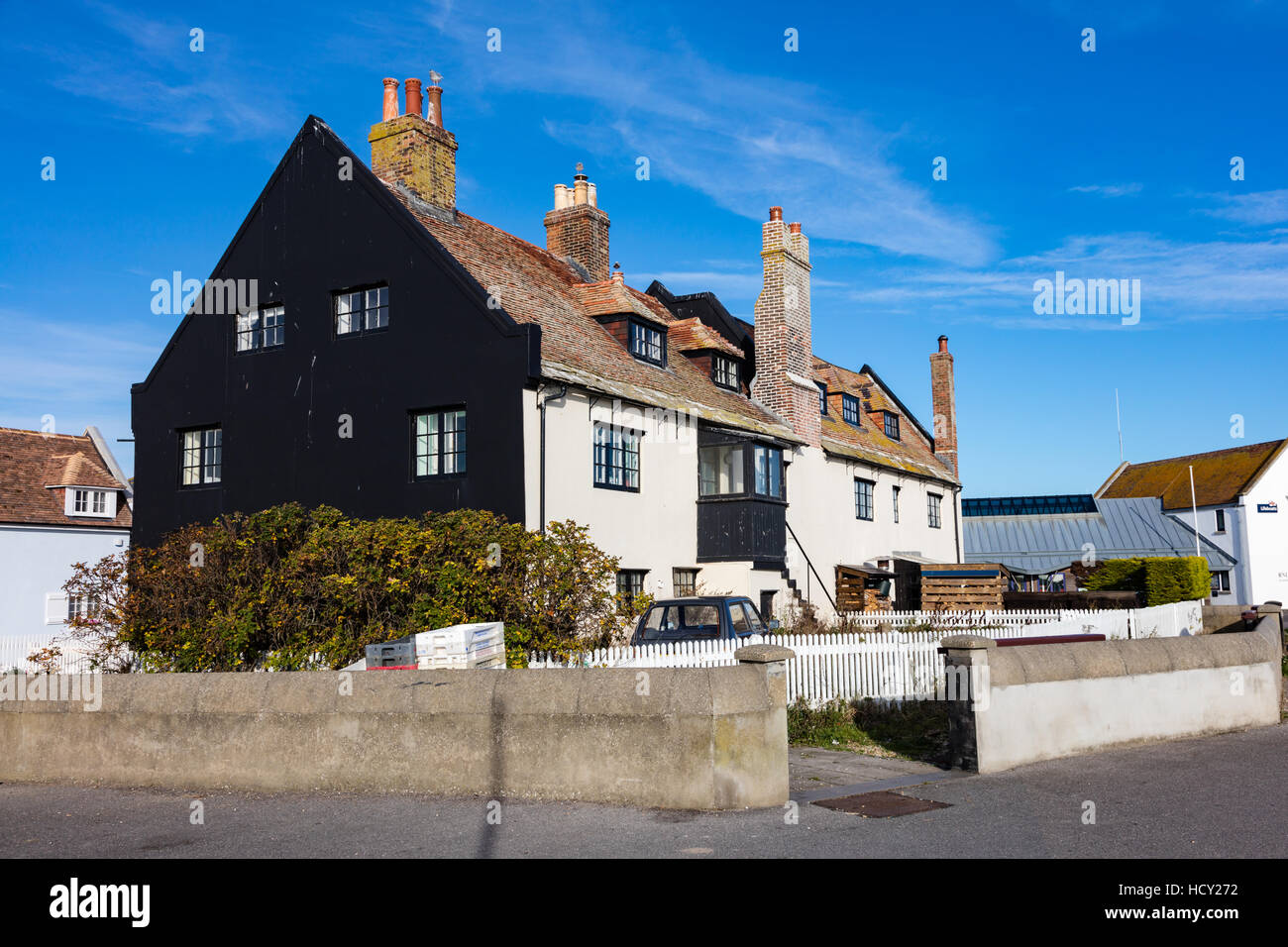 Historic house on Mudeford Quay, Christchurch, Dorset, UK Stock Photo