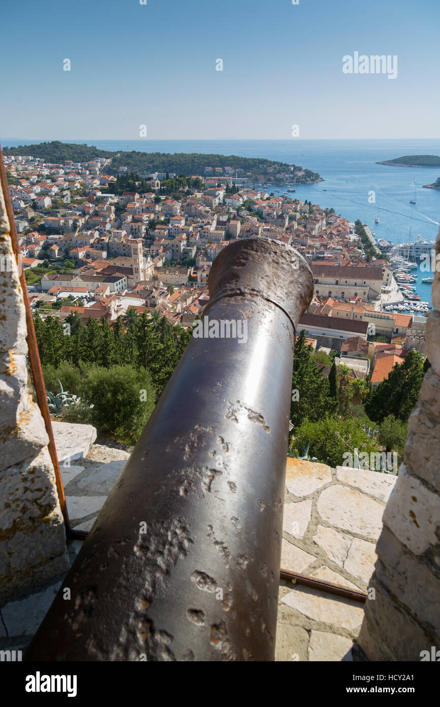 View over Hvar from Spanish Fortress, Hvar Island, Dalmatia, Croatia Stock Photo