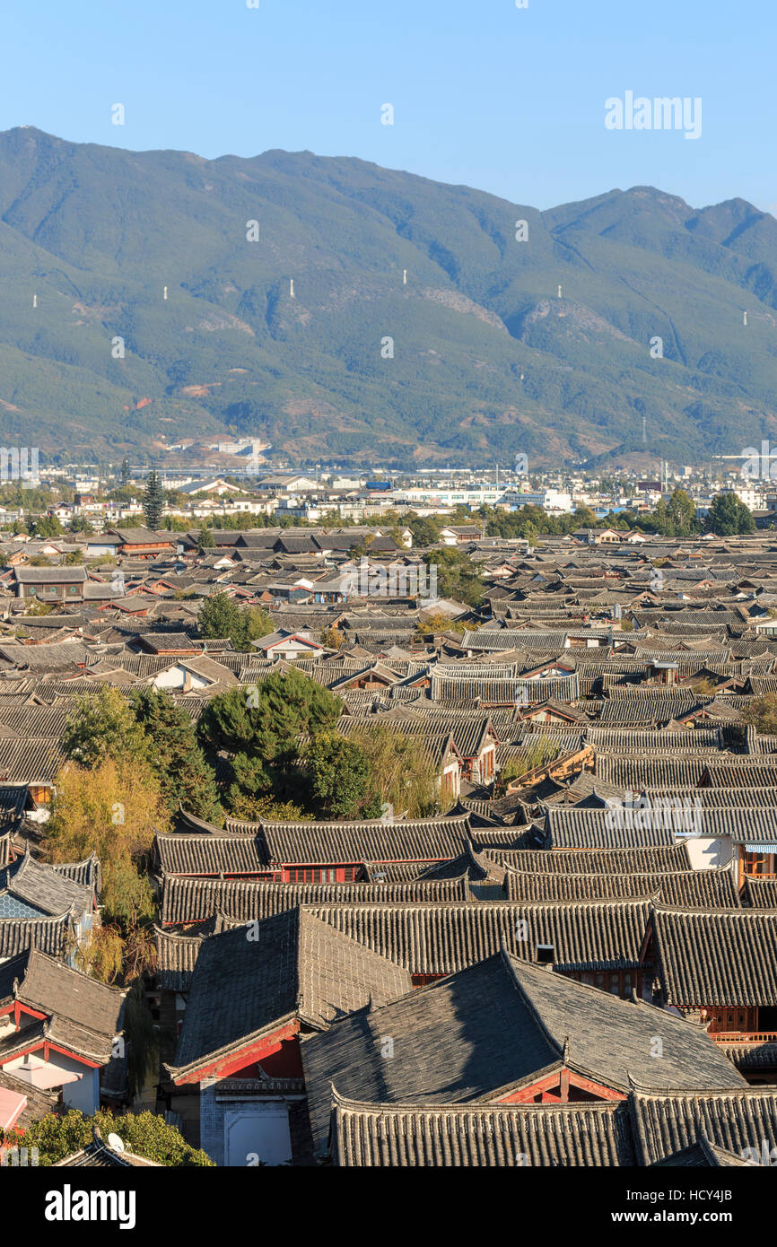 Aerial view of Lijiang Old Town in Yunnan, China Stock Photo - Alamy