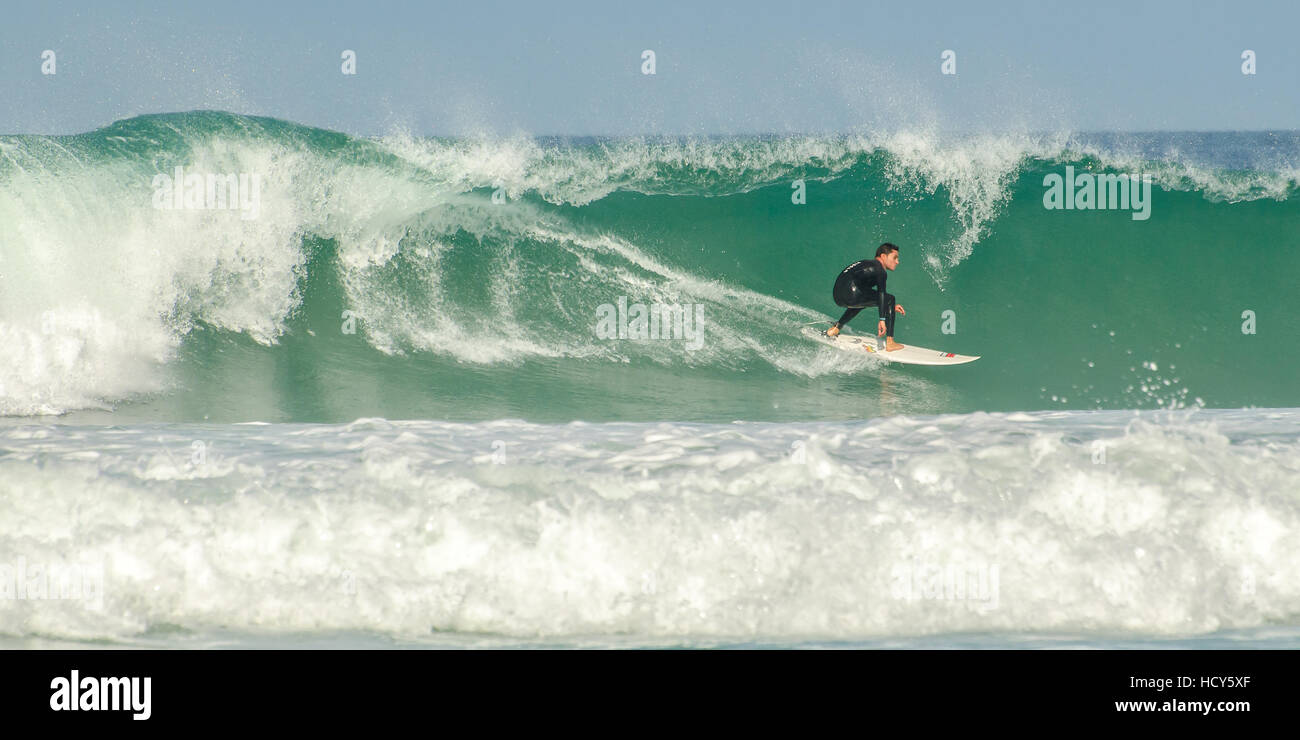 Surfing action on Spain's Costa de la Luz, 'Cadizfornia' Cadiz Stock Photo
