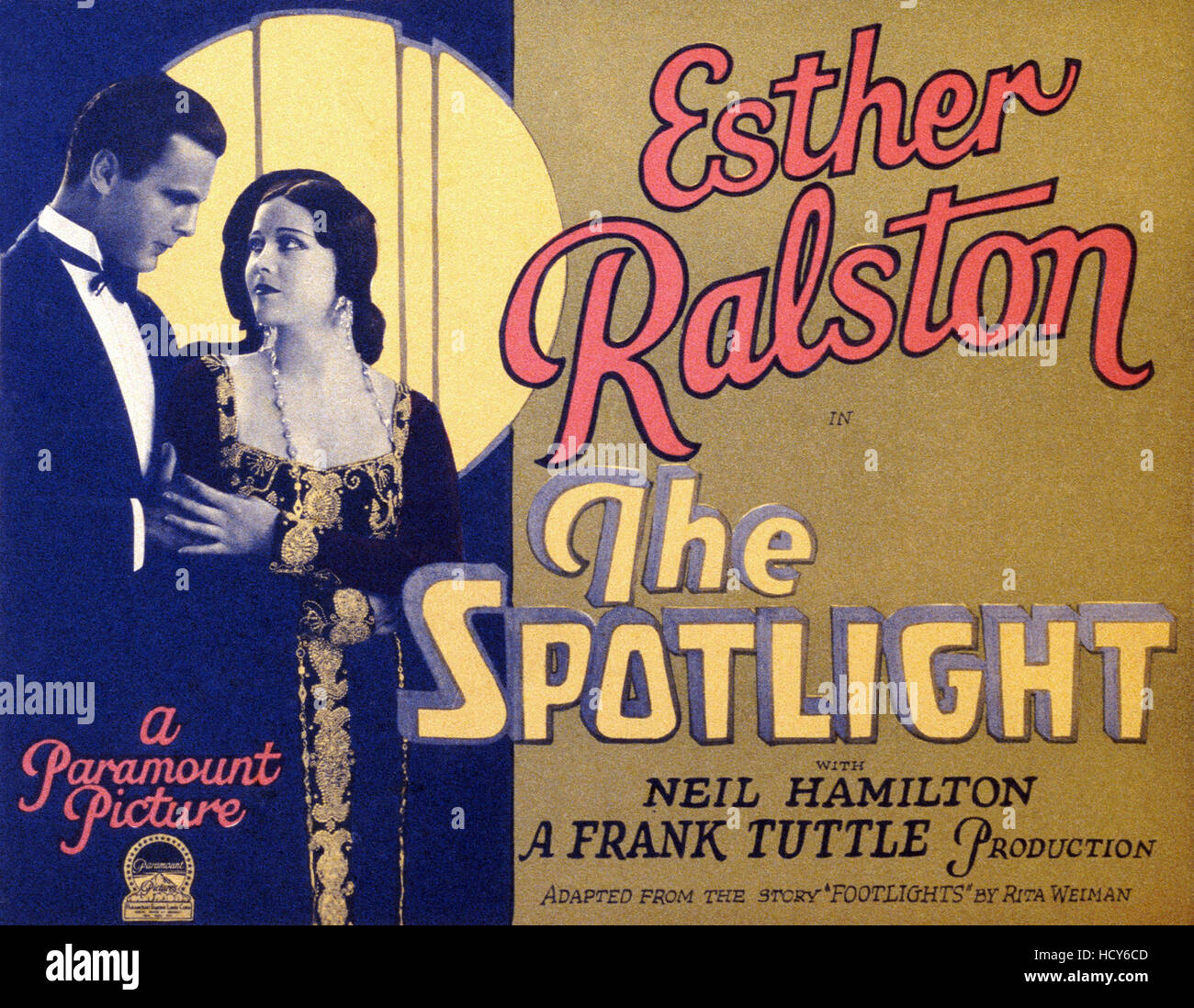 THE SPOTLIGHT, US poster, from left Neil Hamilton, Esther Ralston, 1927 Stock Photo Alamy