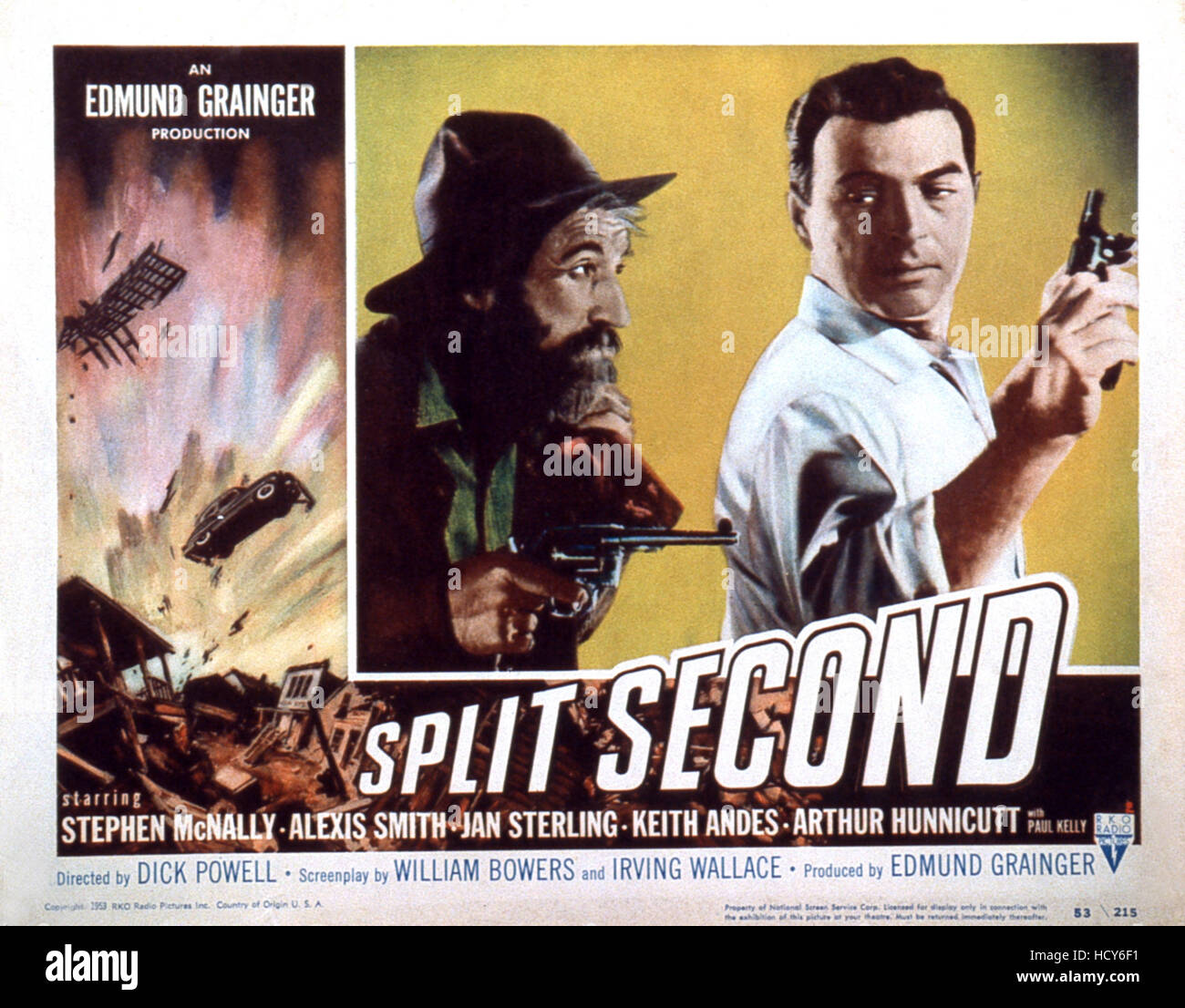 SPLIT SECOND, from left: Arthur Hunnicutt, Stephen McNally on lobbycard ...