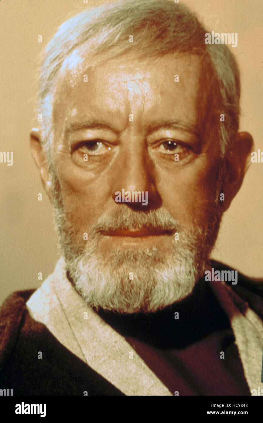 STAR WARS, (aka STAR WARS: EPISODE IV - A NEW HOPE), Alec Guinness, 1977 Stock Photo