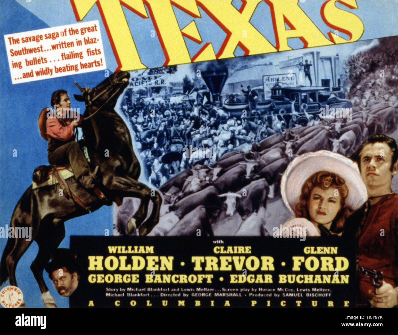 TEXAS, Glenn Ford, Claire Trevor, William Holden, Edgar Buchanan, 1941