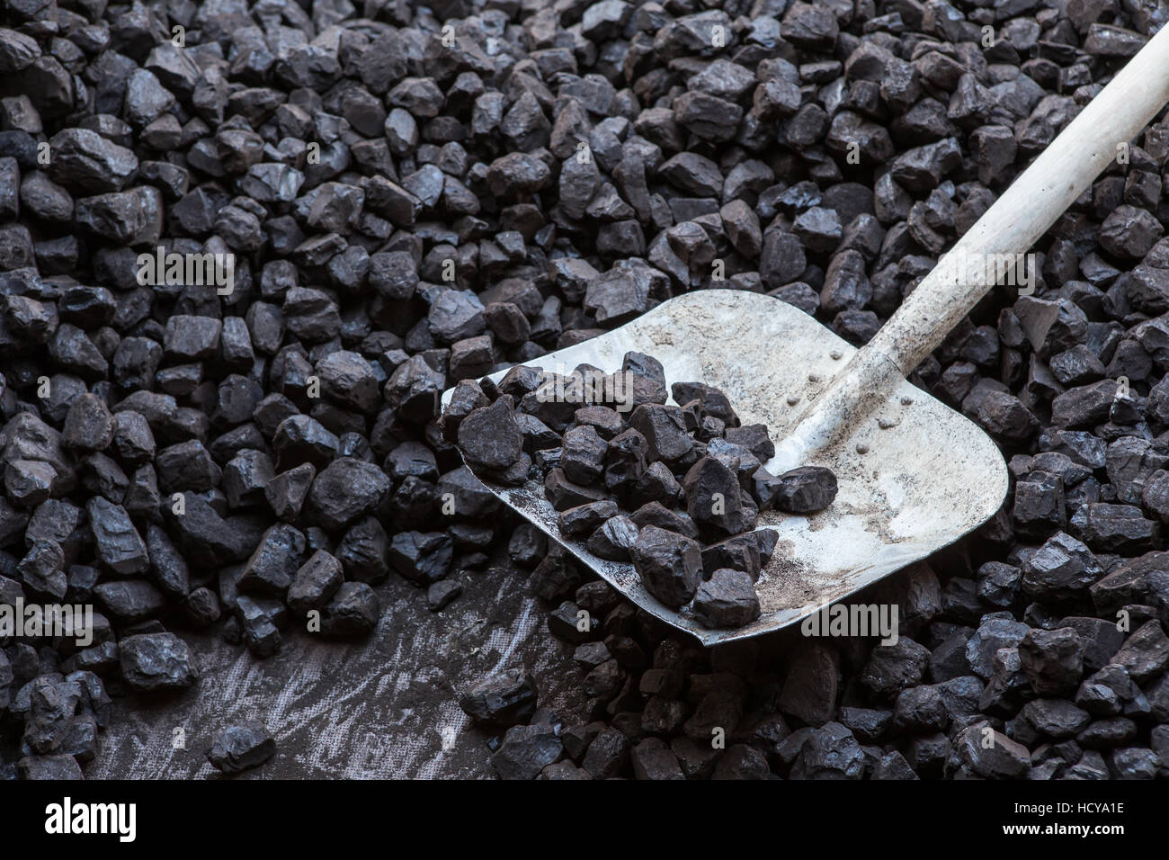 Shovel and coal in the background coal mine Stock Photo Alamy