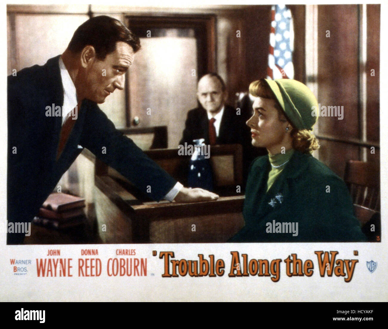 TROUBLE ALONG THE WAY, John Wayne, Richard Garrick, Donna Reed,