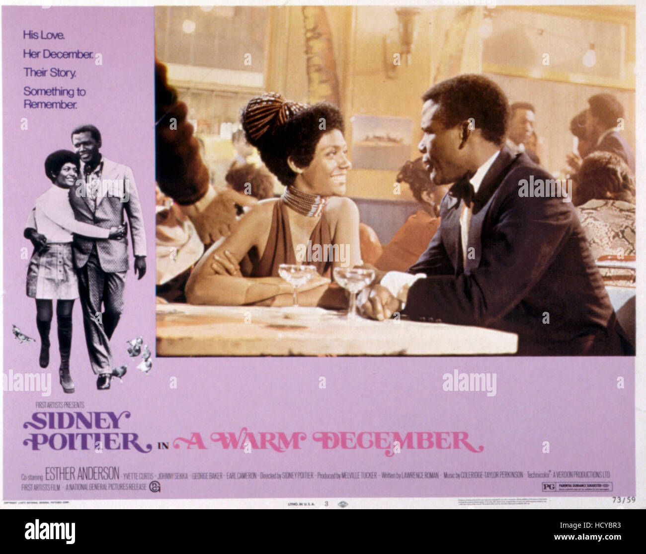 A WARM DECEMBER, Esther Anderson, Sidney Poitier, lobby card poster art ...
