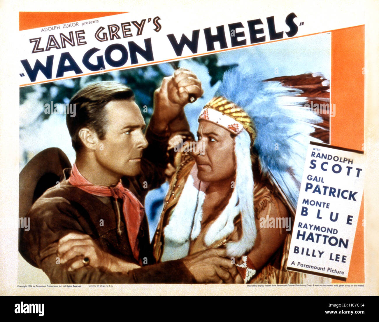 WAGON WHEELS, from left Randolph Scott, Monte Blue, 1934 Stock