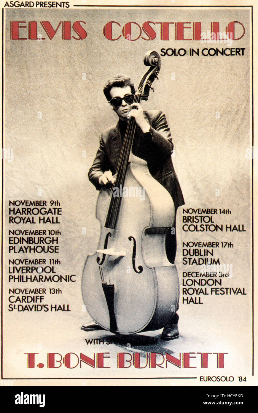Elvis Costello concert poster, 1984 Stock Photo - Alamy