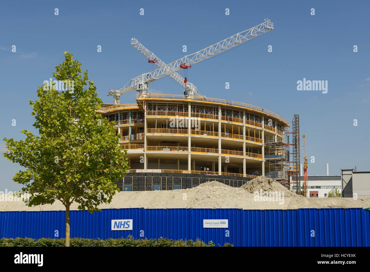Construction of the new NHS Papworth hospital on the outskirts of Cambridge UK Stock Photo