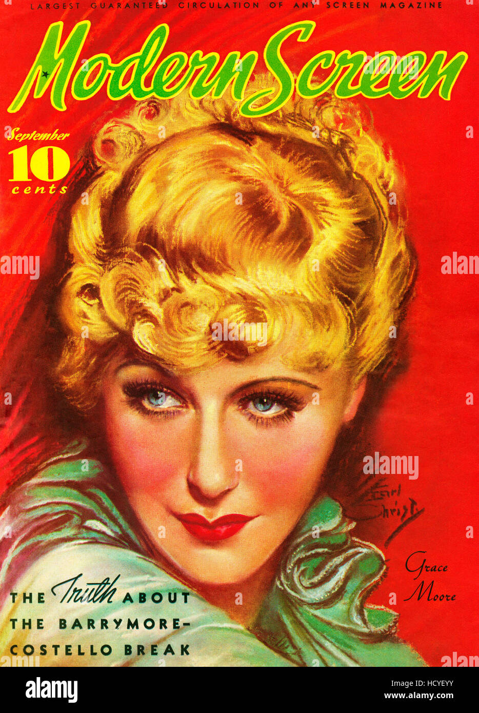 Grace Moore, Modern Screen magazine cover, September 1935 Stock Photo