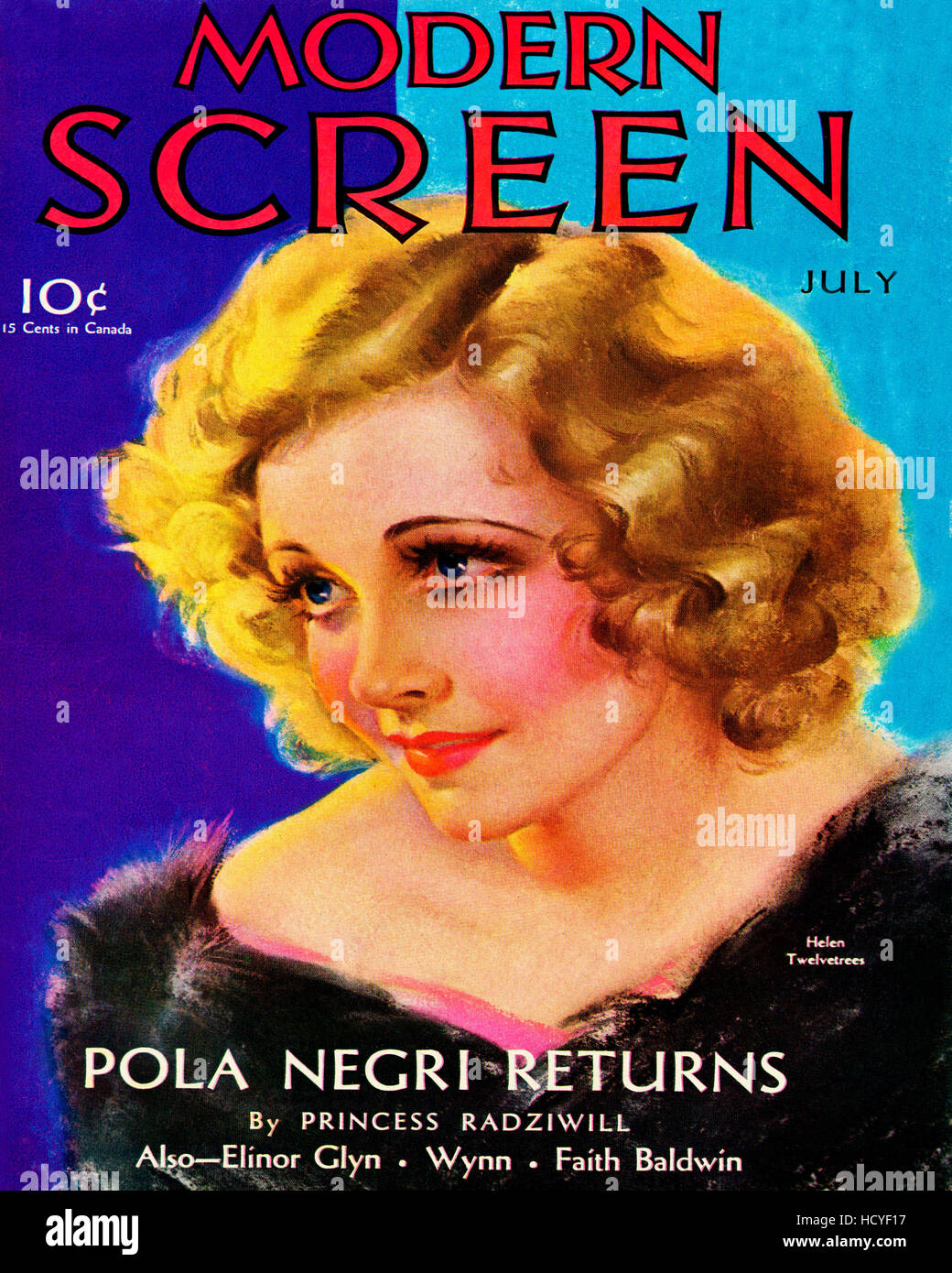 Helen Twelvetrees, Modern Screen magazine cover, July 1931 Stock Photo