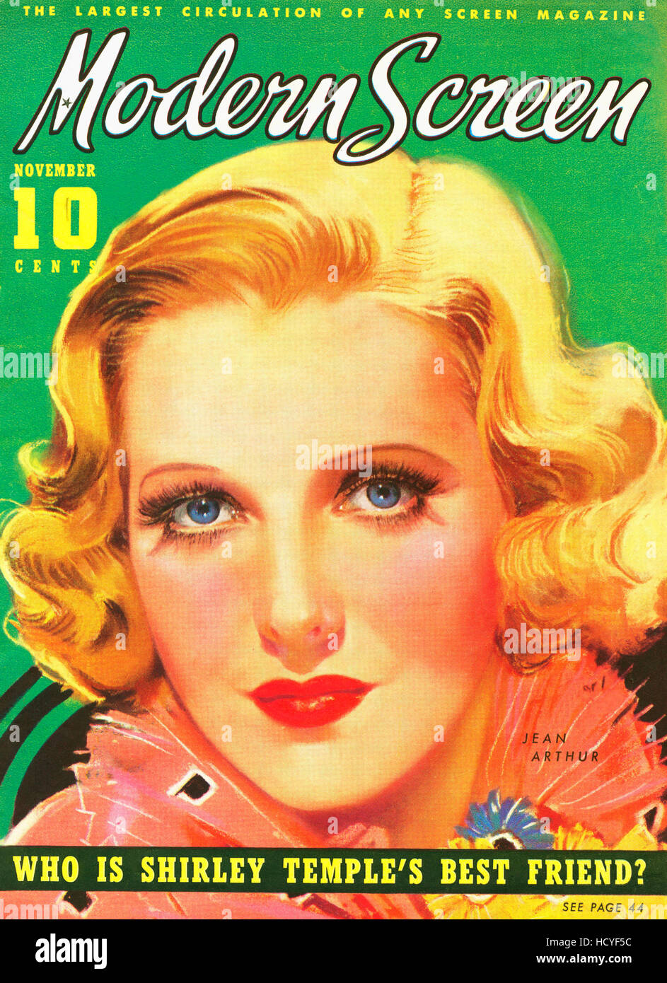 Jean Arthur, Modern Screen magazine cover, November 1936 Stock Photo