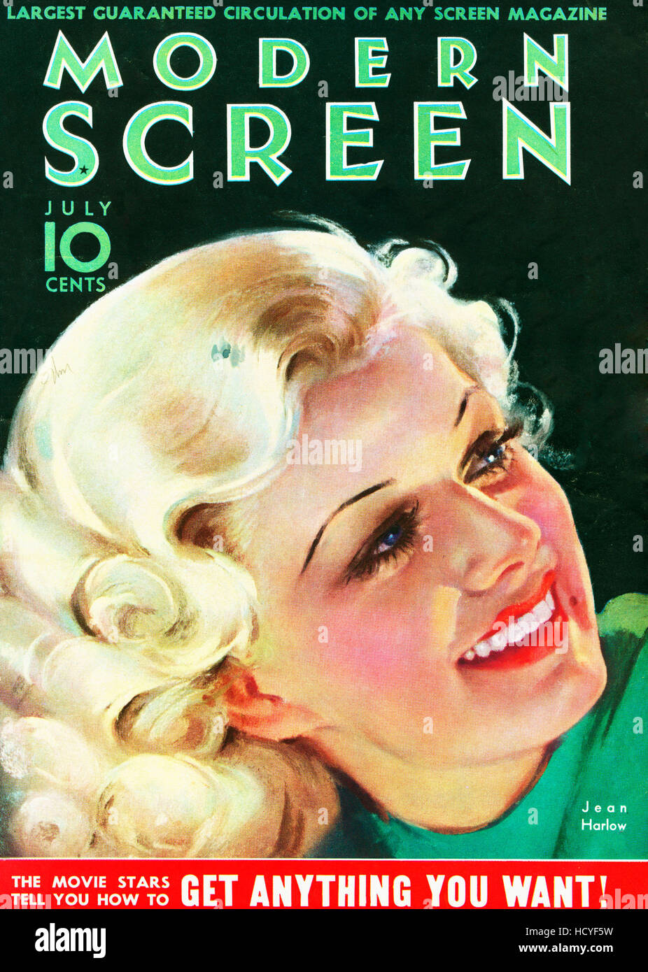 Jean Harlow, Modern Screen magazine cover, July 1933 Stock Photo Alamy