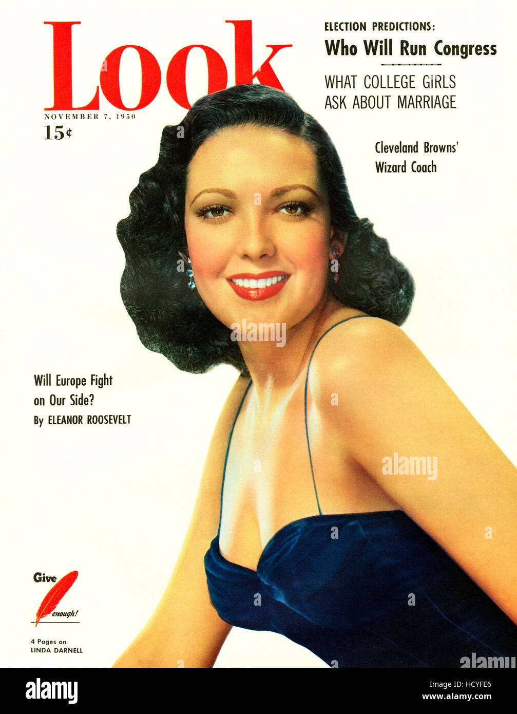 Linda Darnell, Look magazine cover, November 7, 1950 Stock Photo - Alamy