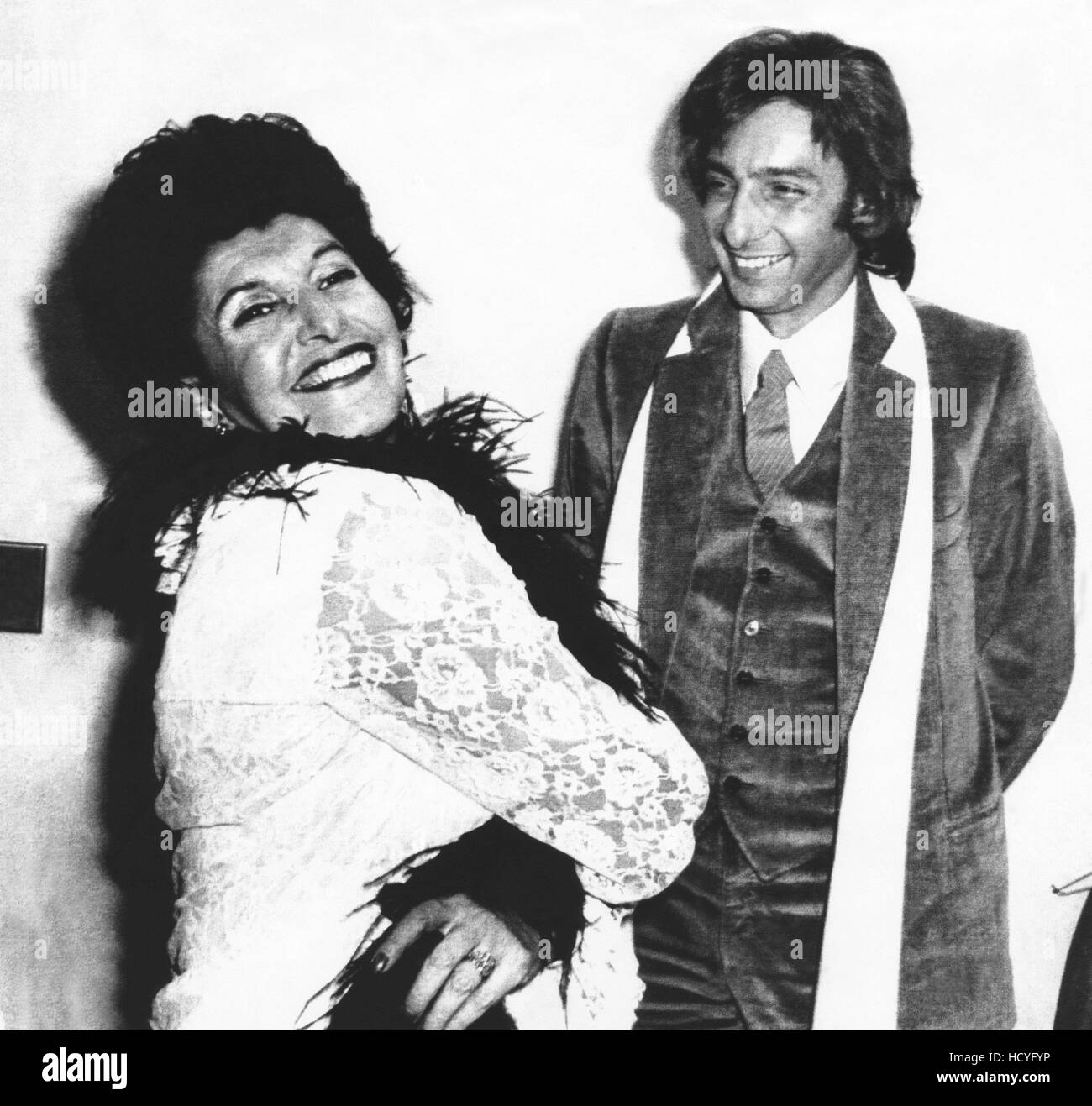 Barry Manilow, right, congratulating his mother, Edna Manilow, after