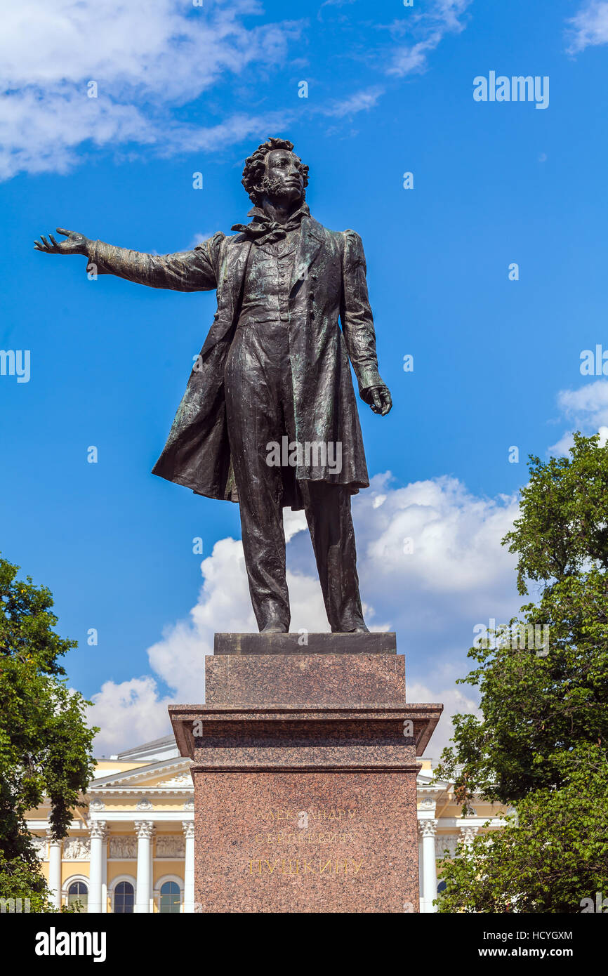 Famous Poet Alexander Pushkin Statue near Russian Art Museum, Saint ...