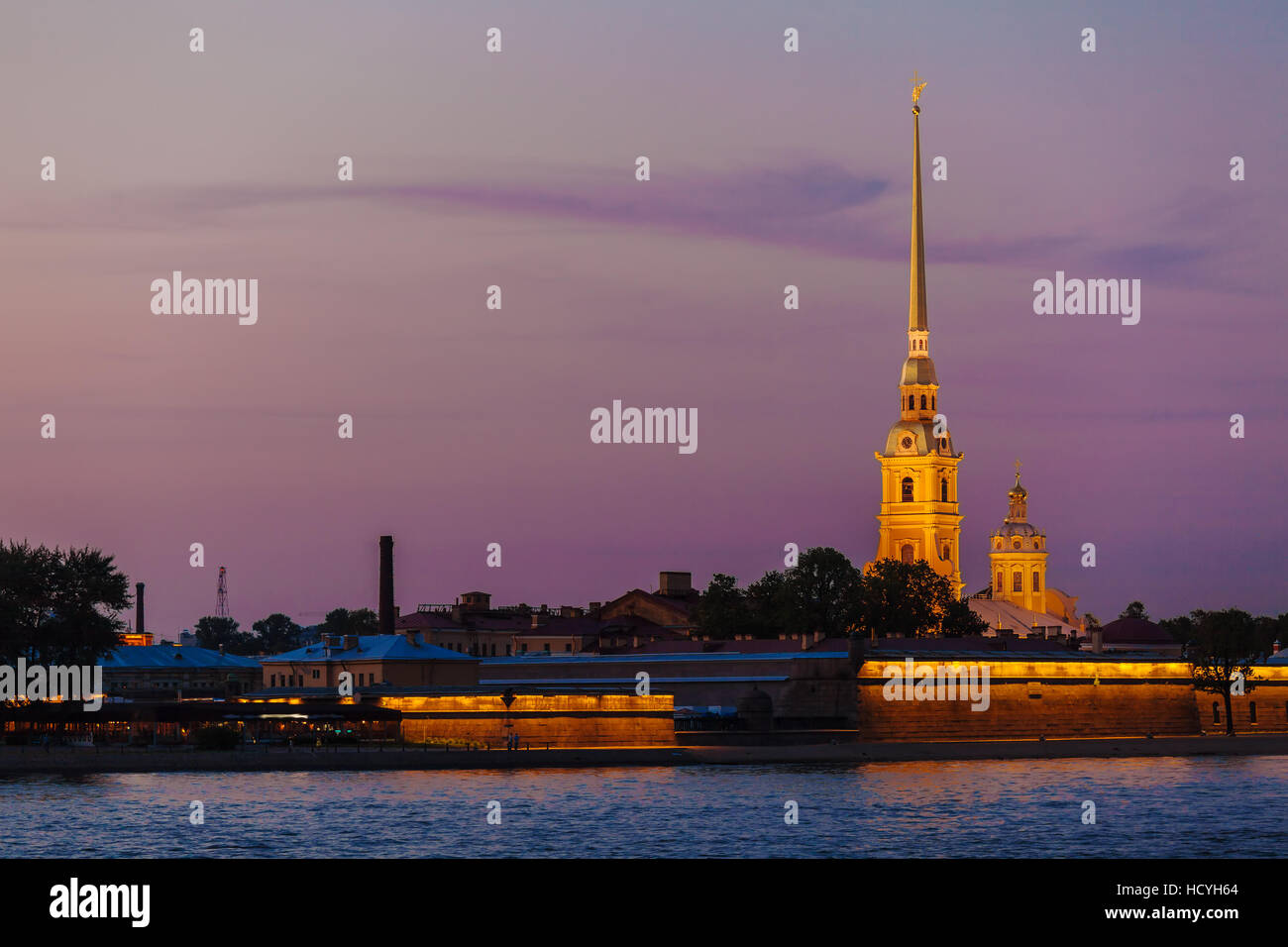 Paul and Peter Cathedral at White Night, Saint Petersburg, Russia Stock