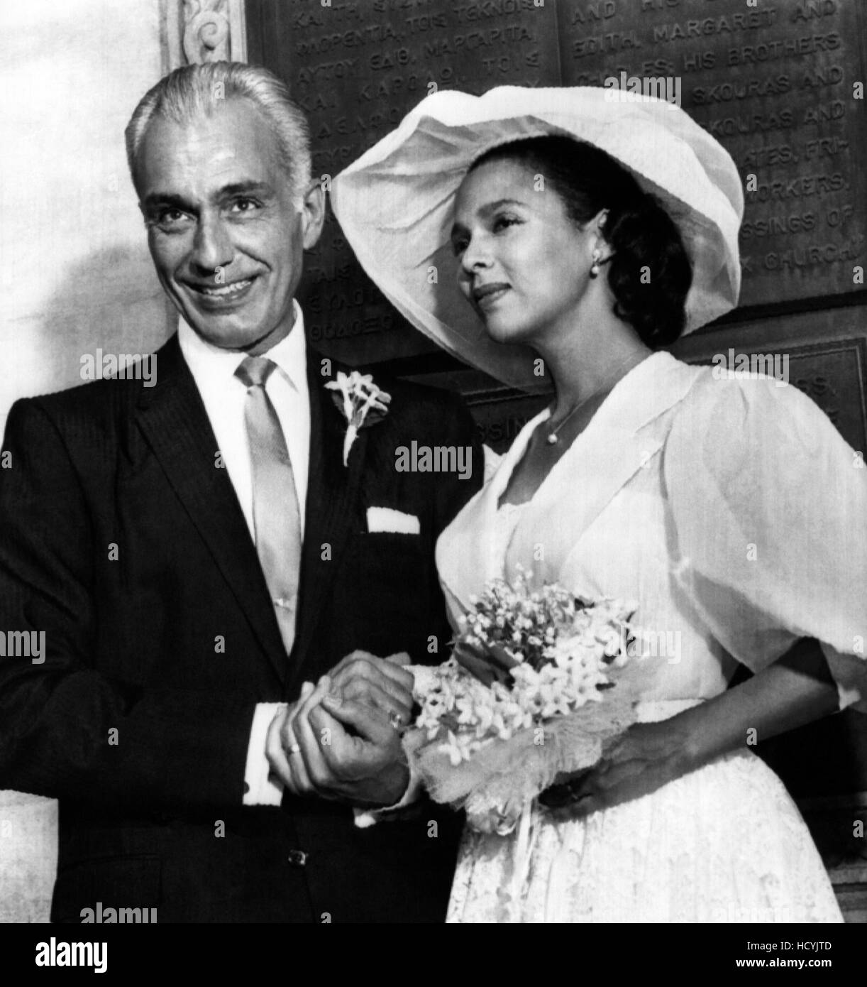 Dorothy Dandridge with husband, Jack Denison outside Greek Orthodox