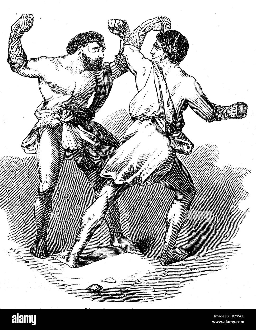 Pugilists, gladiators in ancient Rome, the story of the ancient Rome, roman Empire, Italy Stock Photo
