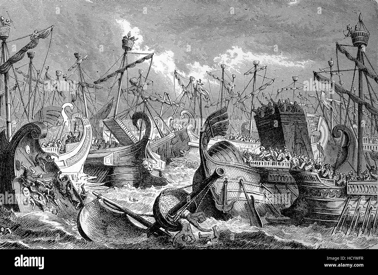 The Battle of the Aegates, Battle of the Egadi Islands, fought off the Aegadian Islands, off the western coast of Sicily on 10 March 241 BC, the story of the ancient Rome, roman Empire, Italy Stock Photo