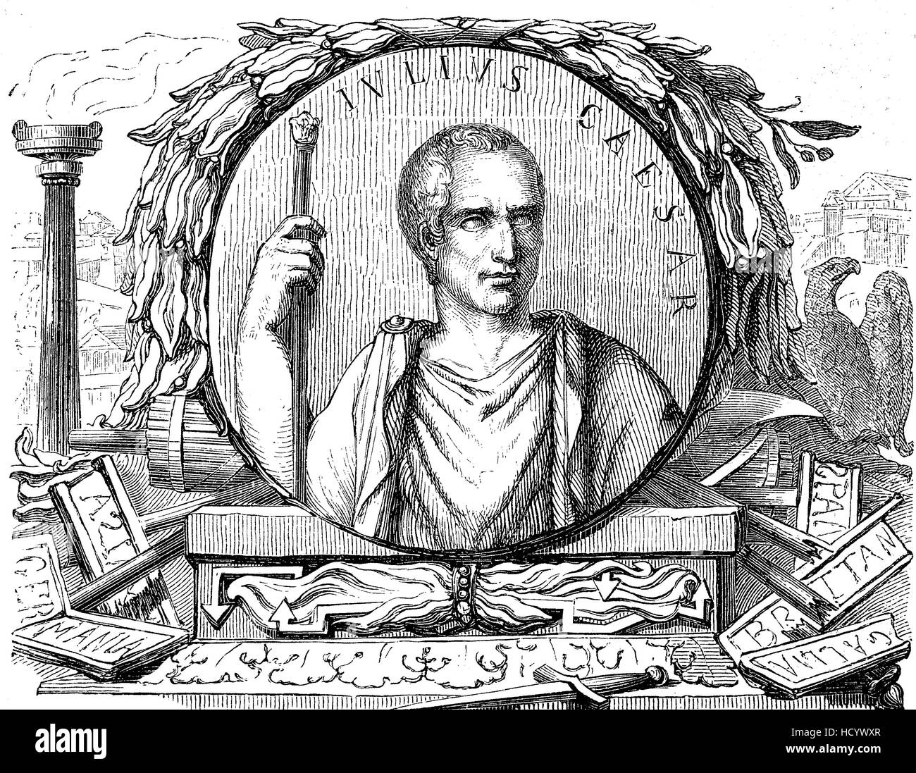 Gaius Julius Caesar, 100 BC - 44 BC, Julius Caesar, the story of the ancient Rome, roman Empire, Italy Stock Photo