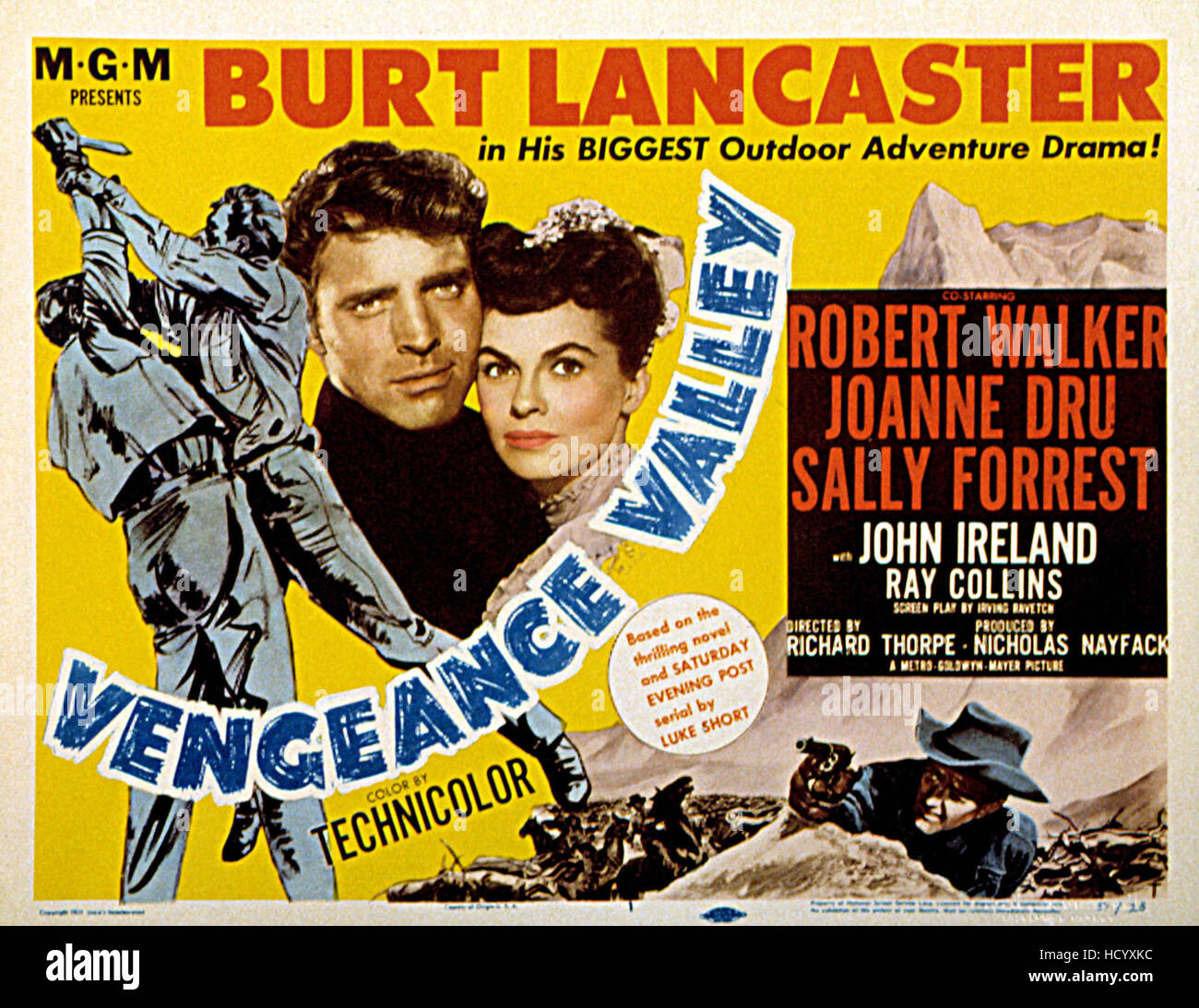 VENGEANCE VALLEY, Burt Lancaster, Joanne Dru, Robert Walker, 1951 Stock ...
