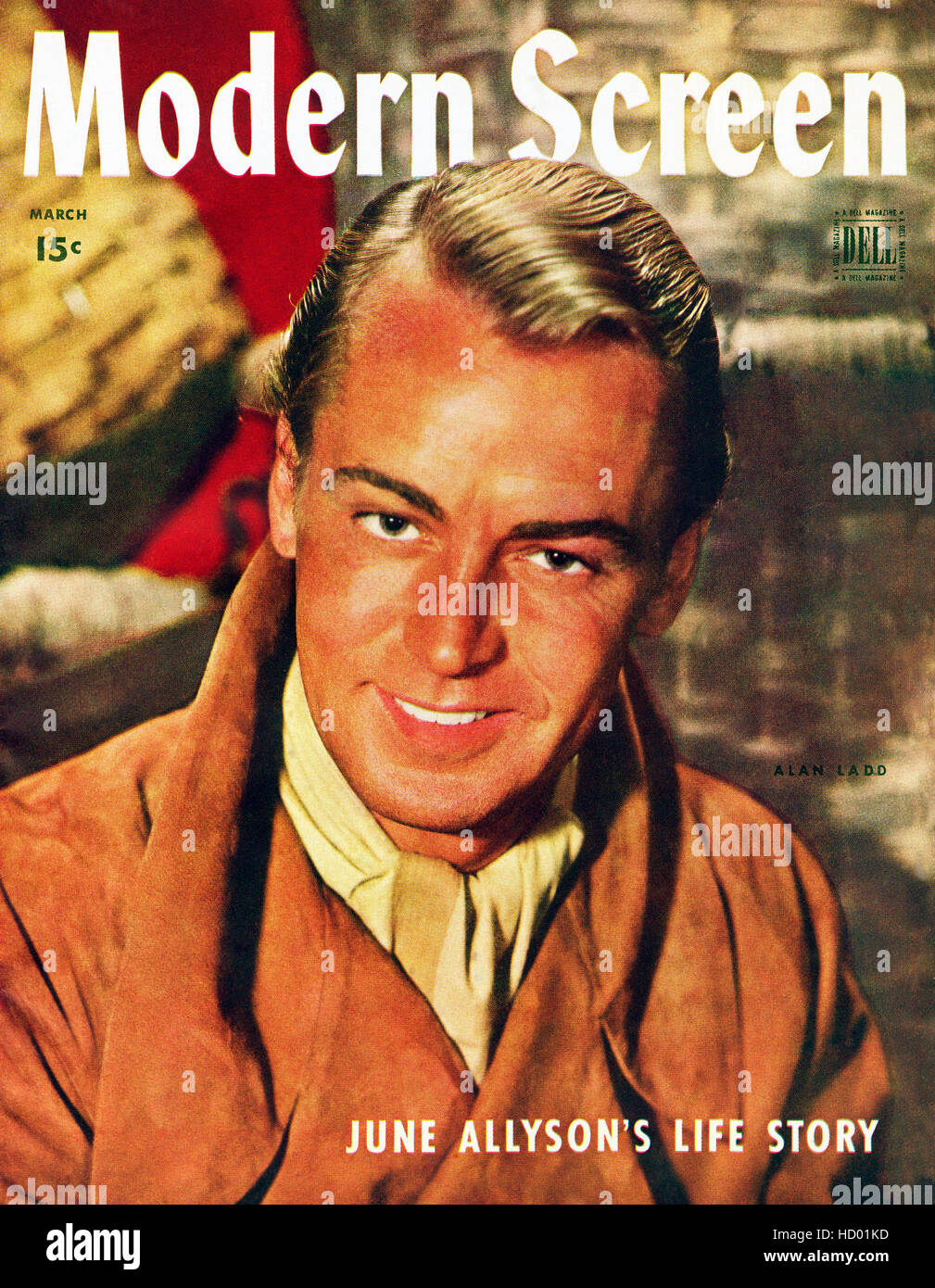 Alan Ladd, Modern Screen magazine cover, March 1945 Stock Photo Alamy