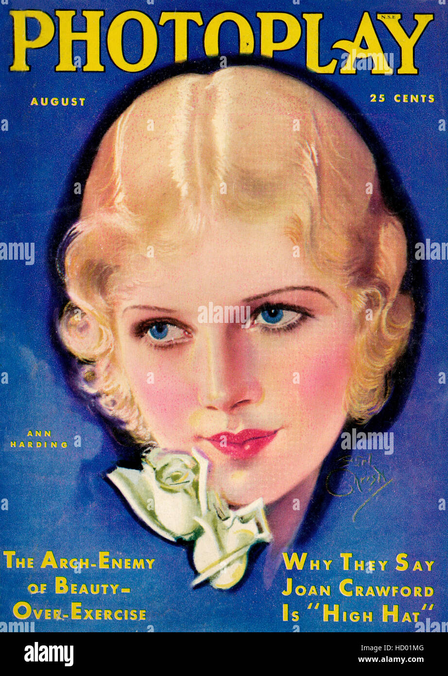 Ann Harding, Photoplay magazine cover, August 1931 Stock Photo - Alamy